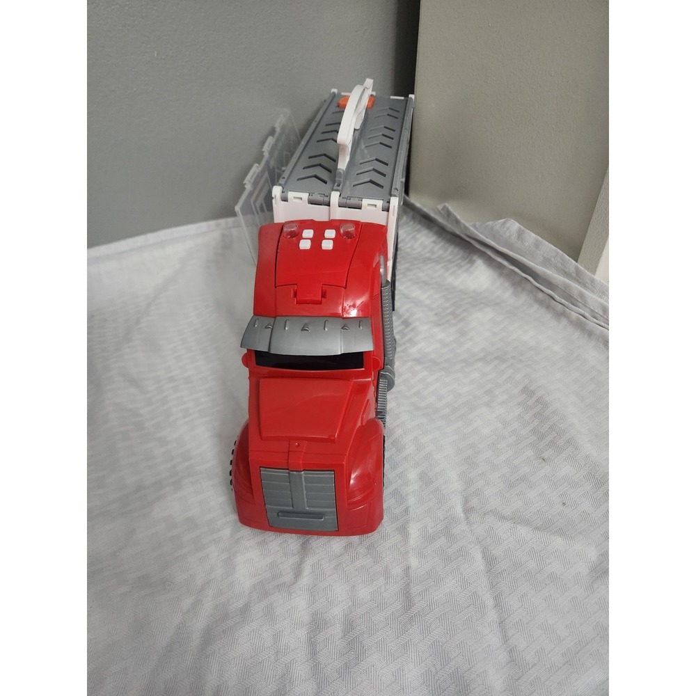 Red Semi Truck Car Carrier Hauler Toy with Multi-Level Storage and Handle‎